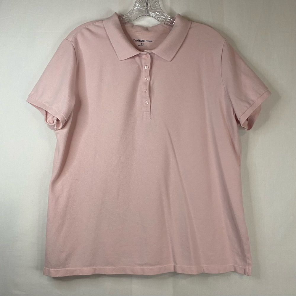 CROFT & BARROW® Essential Classic Short Sleeve Polo Shirt Light Pink Size XL